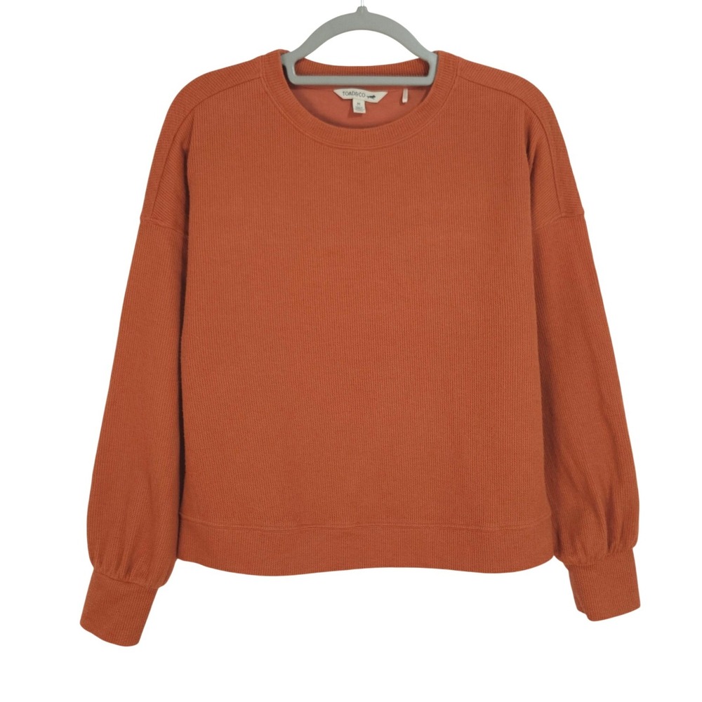 Toad&Co Byrne Pullover Womens Medium Rust Orange Organic Cotton Knit Sweatshirt